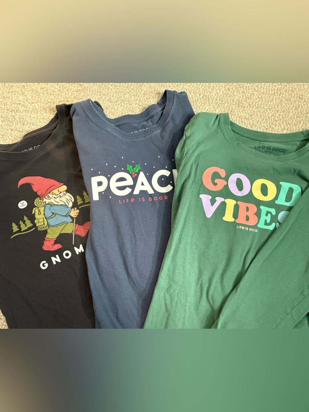 Life Is Good Crusher Long Sleeve Tee Set - Green, Navy, Black